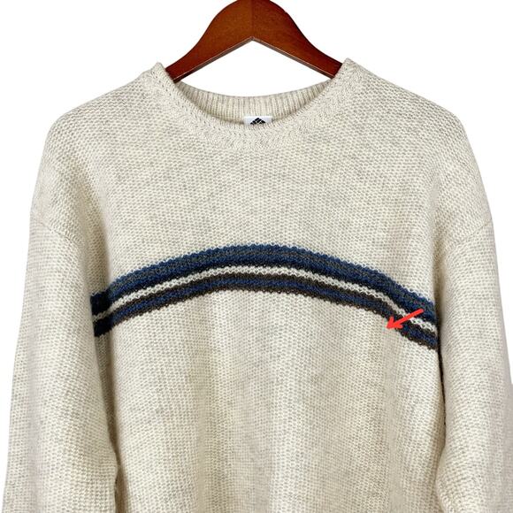 Vintage Columbia Sweater Cream Pullover Shetland Wool Long Sleeve Men's L - Flaw - Picture 2 of 9